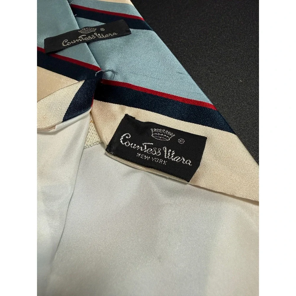 Countess Mara Sistine Silk Mens Vintage Ties Striped Crown Logo Retro Preppy